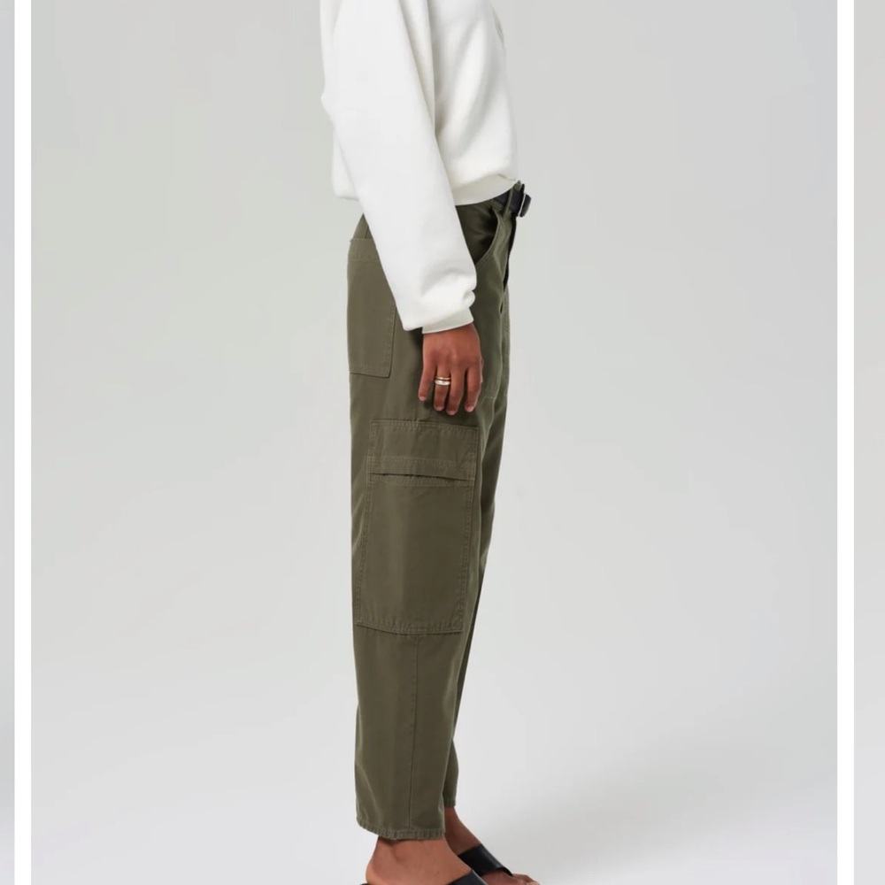 Citizens Of Humanity Olive Green Wide-Leg Cargo Jeans - Picture 3 of 7